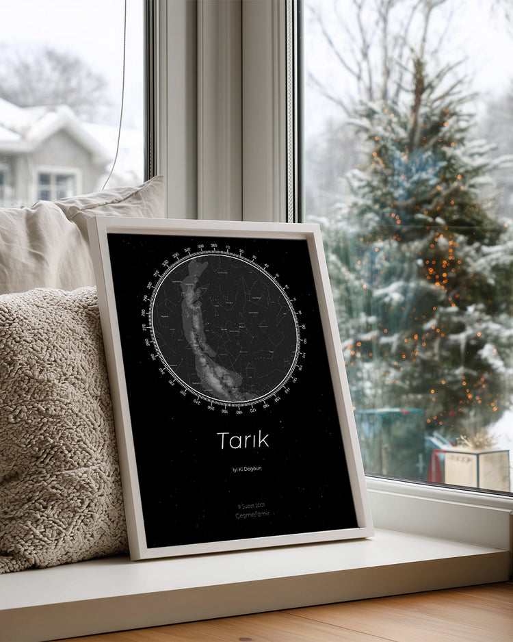 Gökyüzü Yıldız Haritalı Poster Tablosu (Pusula)