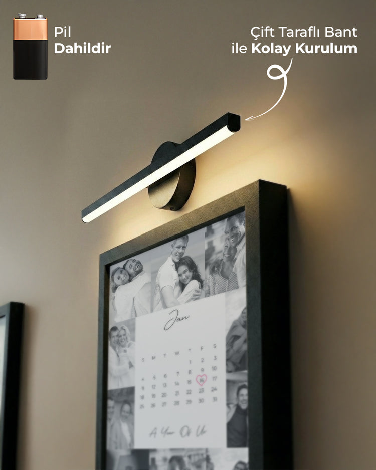 Pilli LED Tablo Işığı (Aplik)