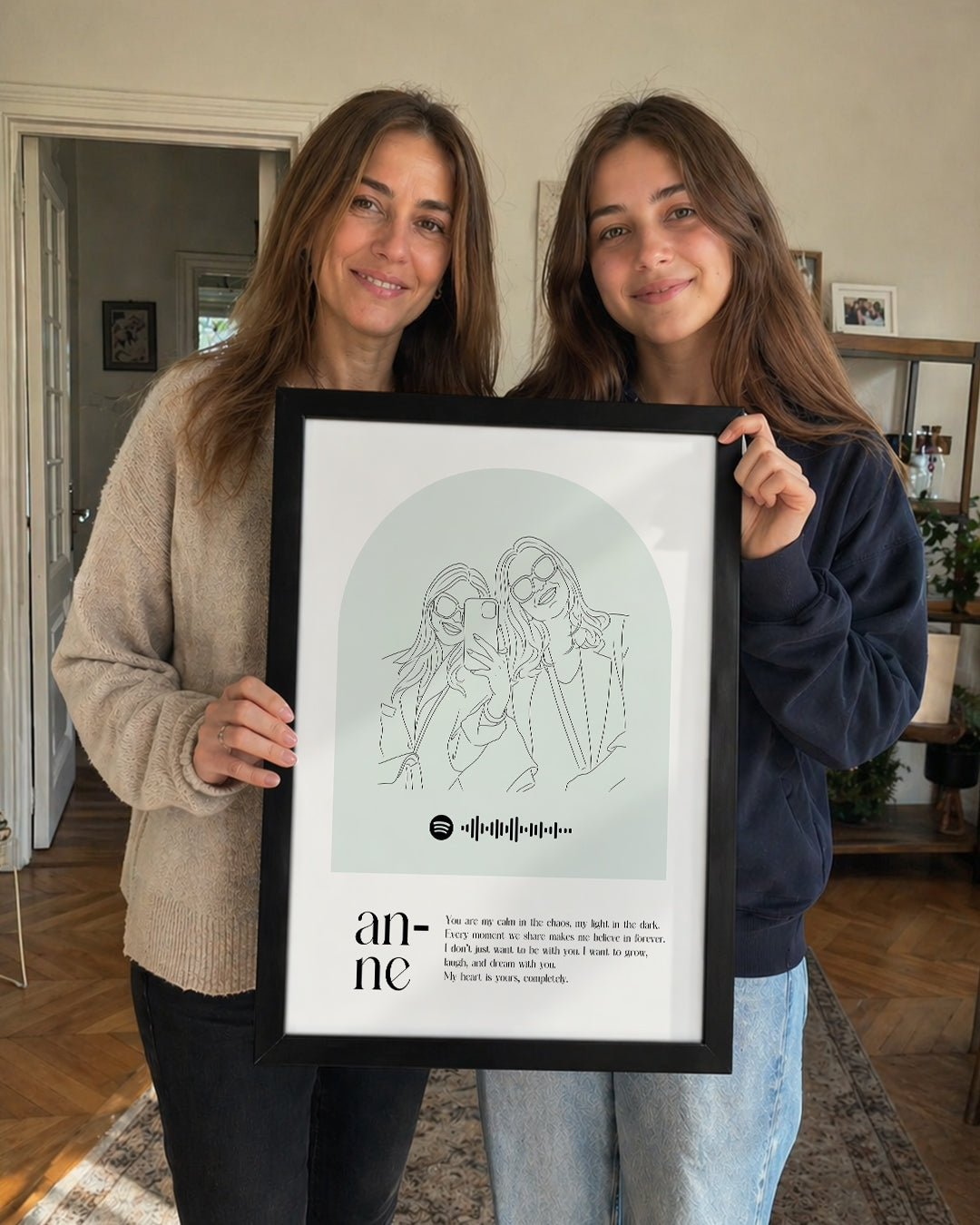 Annelere Özel Line Art Çizim Poster Tablosu