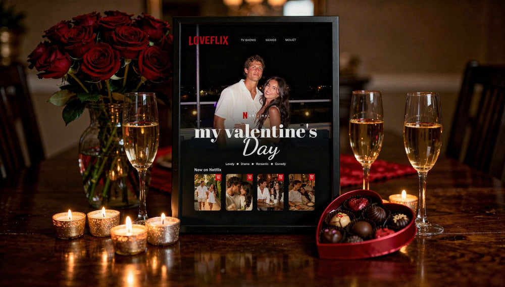 Kırmızı güller ve mumlar arasında My Valentine's Day poster tablosu
