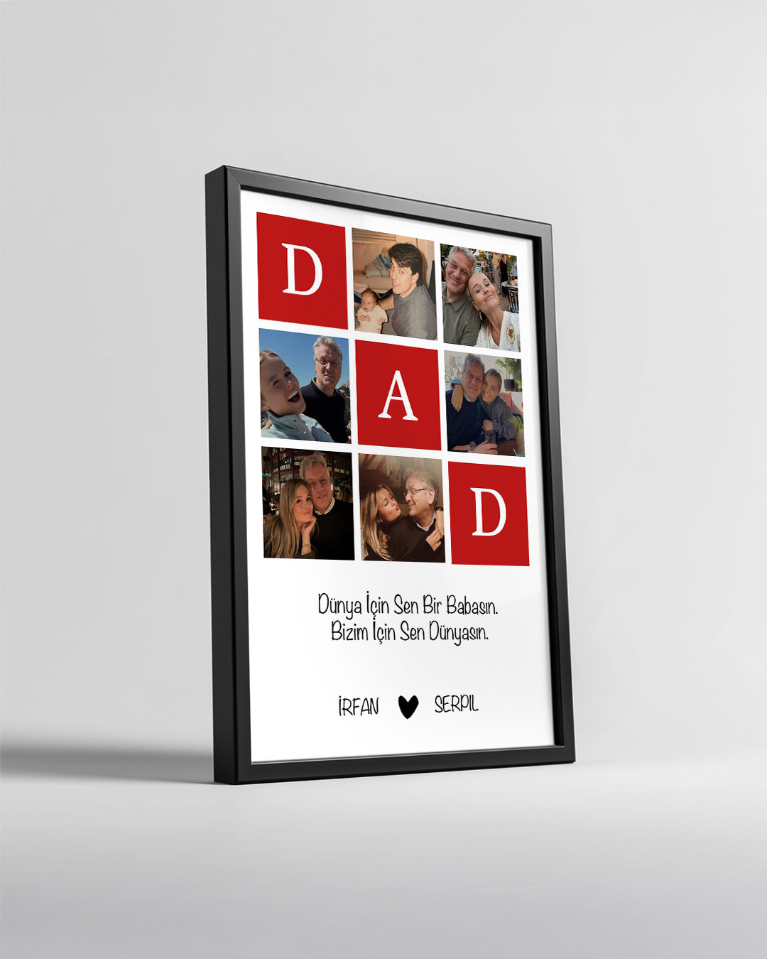 6 Fotoğraflı DAD Yazılı Kırmızı Kolaj Poster Tablosu