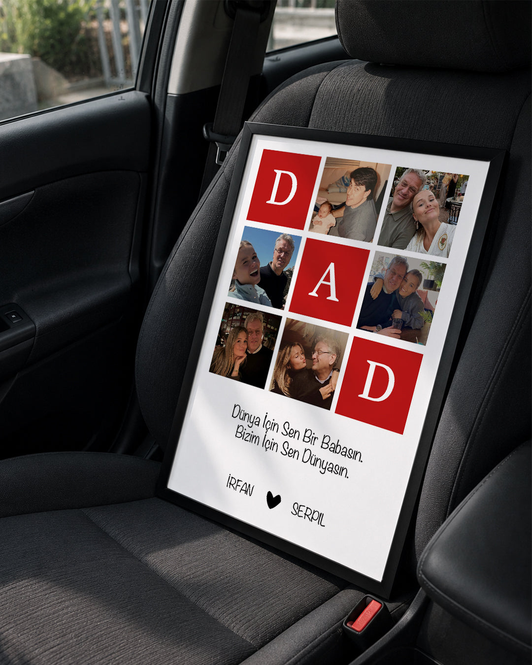 6 Fotoğraflı DAD Yazılı Kırmızı Kolaj Poster Tablosu