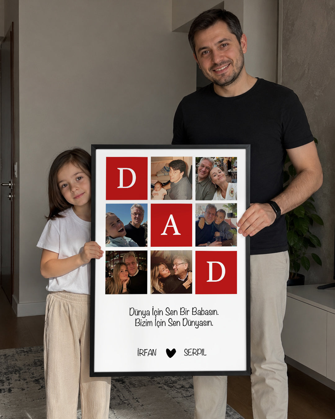 6 Fotoğraflı DAD Yazılı Kırmızı Kolaj Poster Tablosu