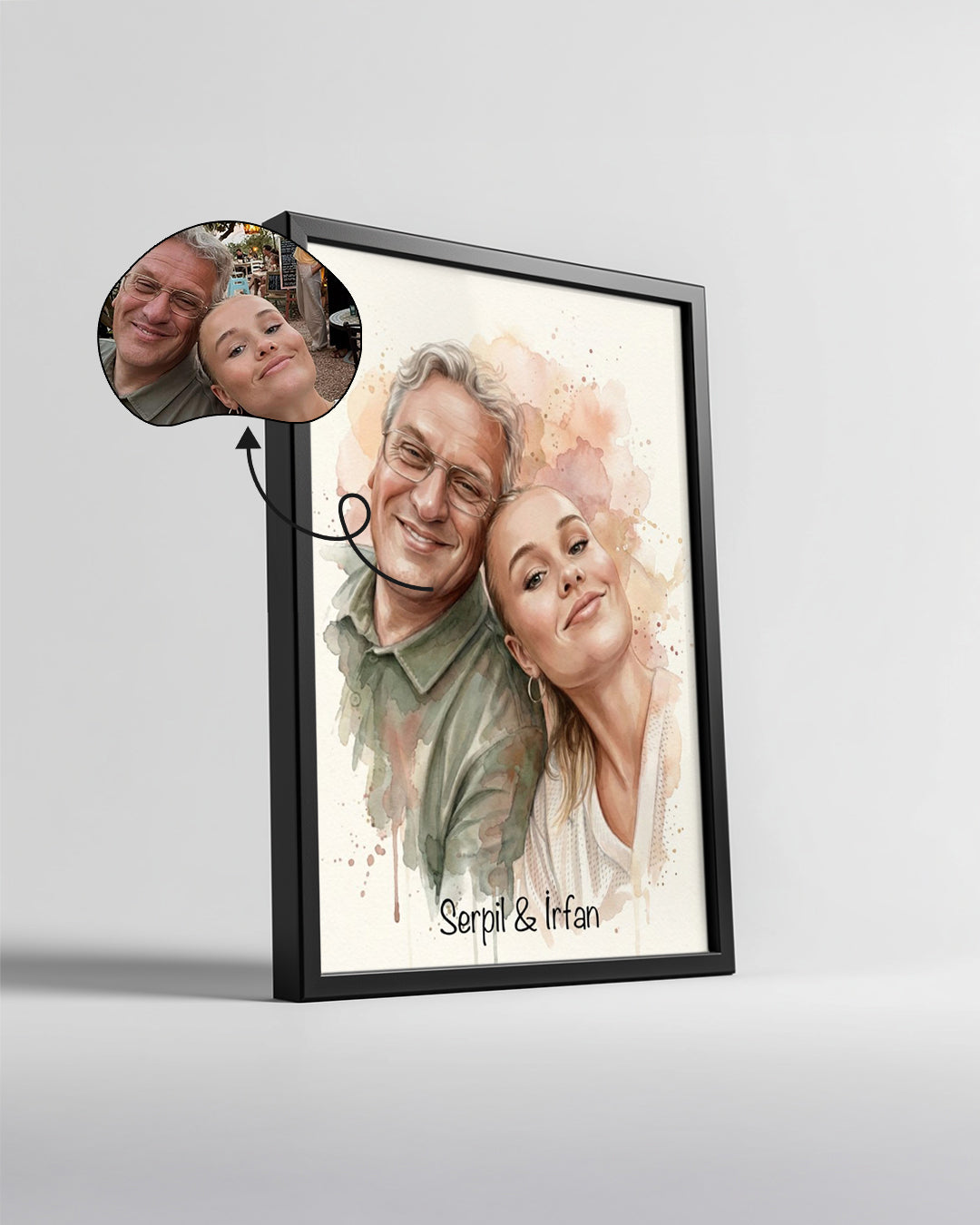 Kişiye Özel İsimli Baba Suluboya Sanat Poster Tablosu