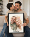 Kişiye Özel İsimli Baba Suluboya Sanat Poster Tablosu
