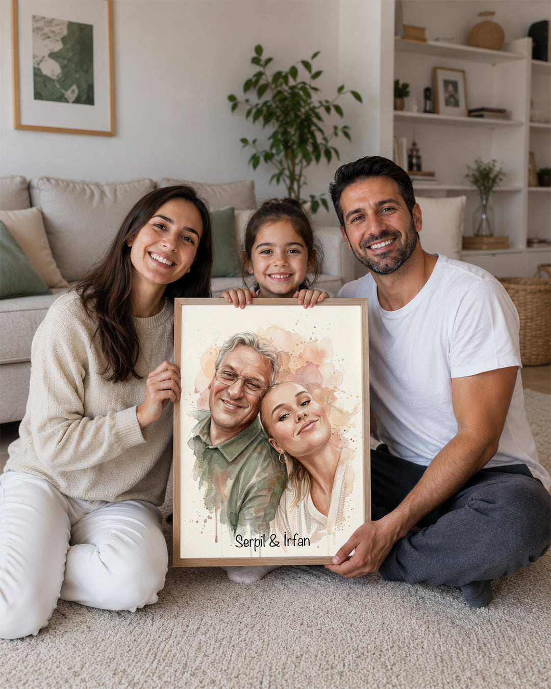 Kişiye Özel İsimli Baba Suluboya Sanat Poster Tablosu