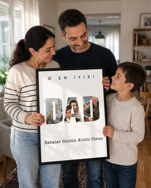 3 Fotoğraflı O En İyisi DAD Yazılı Poster Tablosu Poster Tablosu