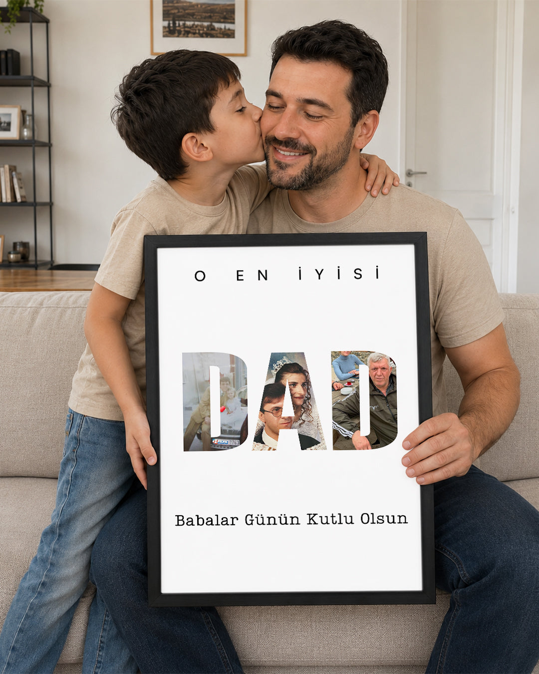 3 Fotoğraflı O En İyisi DAD Yazılı Poster Tablosu Poster Tablosu