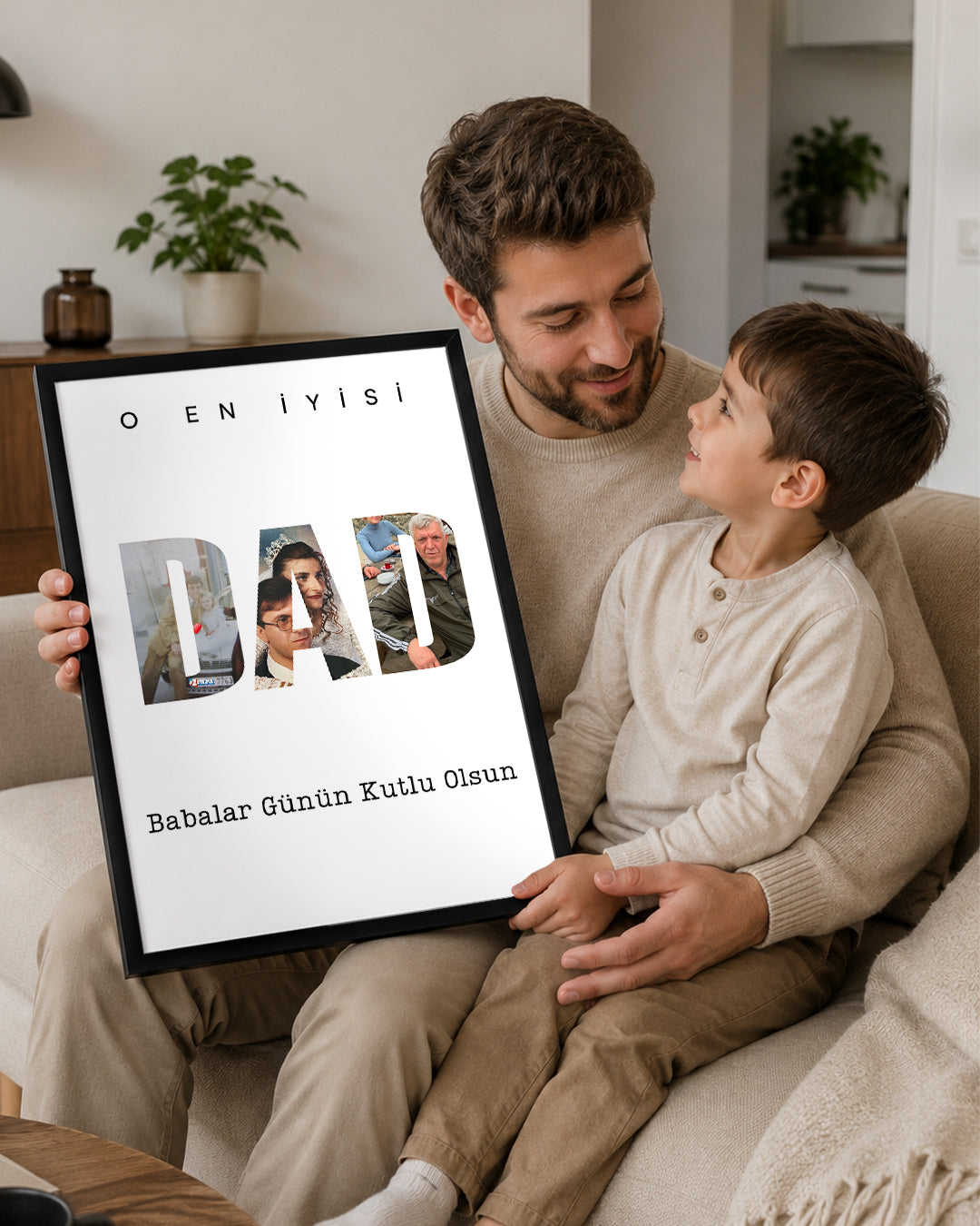 3 Fotoğraflı O En İyisi DAD Yazılı Poster Tablosu Poster Tablosu