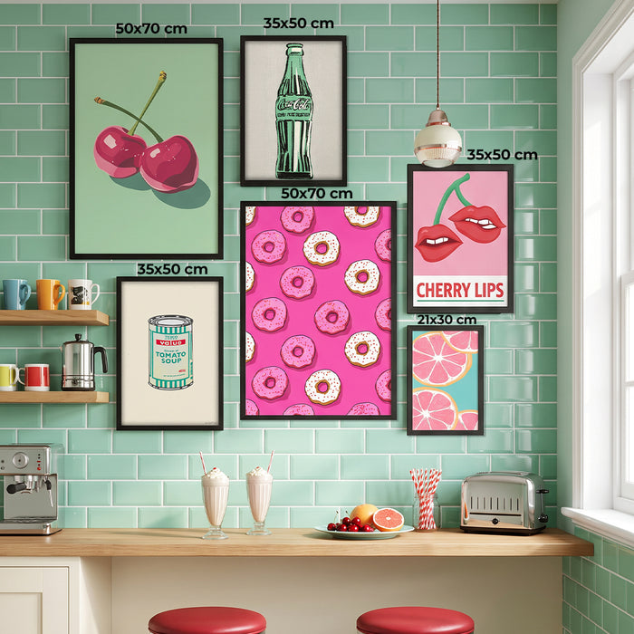 Mutfak & Kokteyl 6'lı Poster Tablo Seti ölçüleri