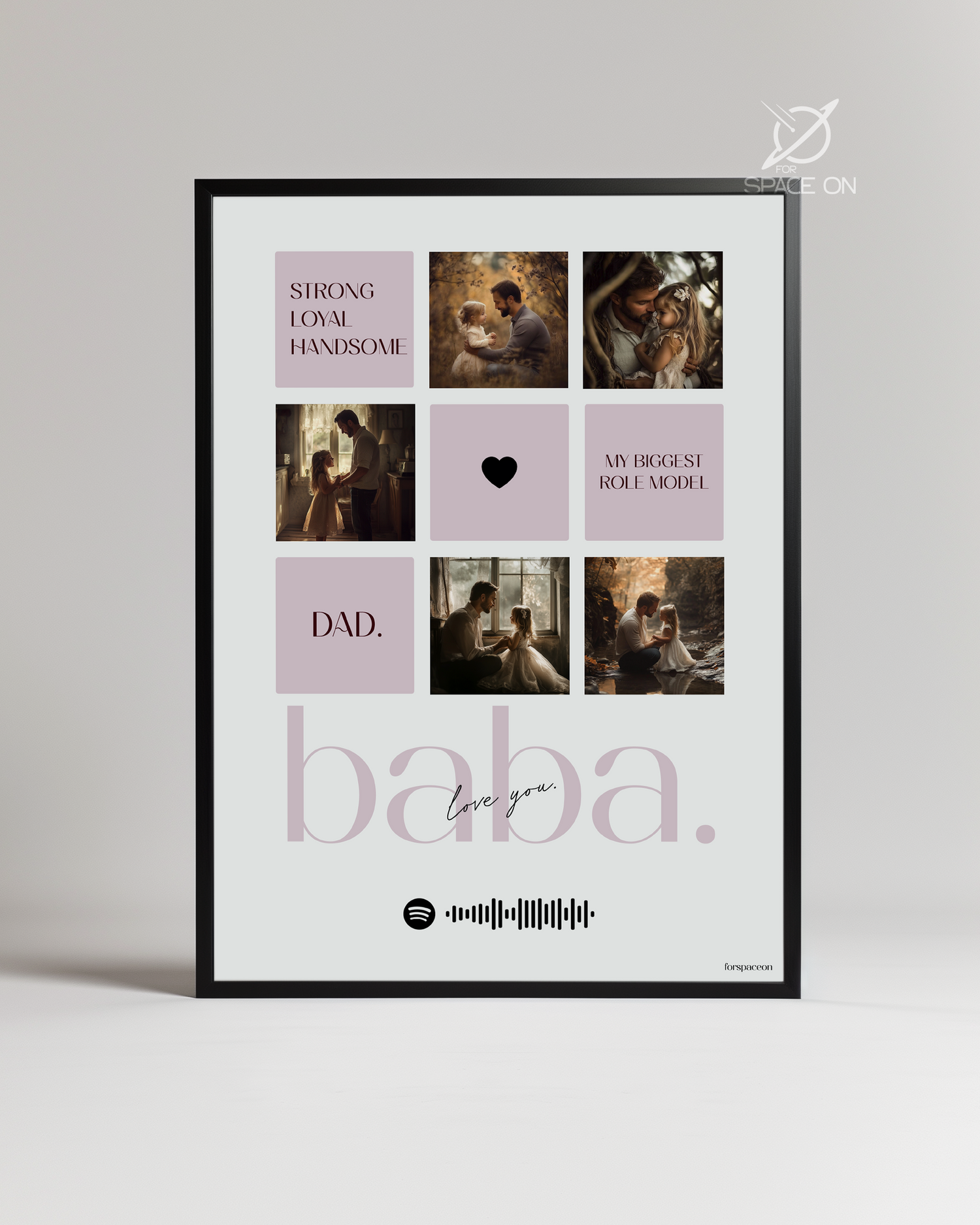 Babalara Özel 5 Fotoğraflı Kolaj Poster Tablo