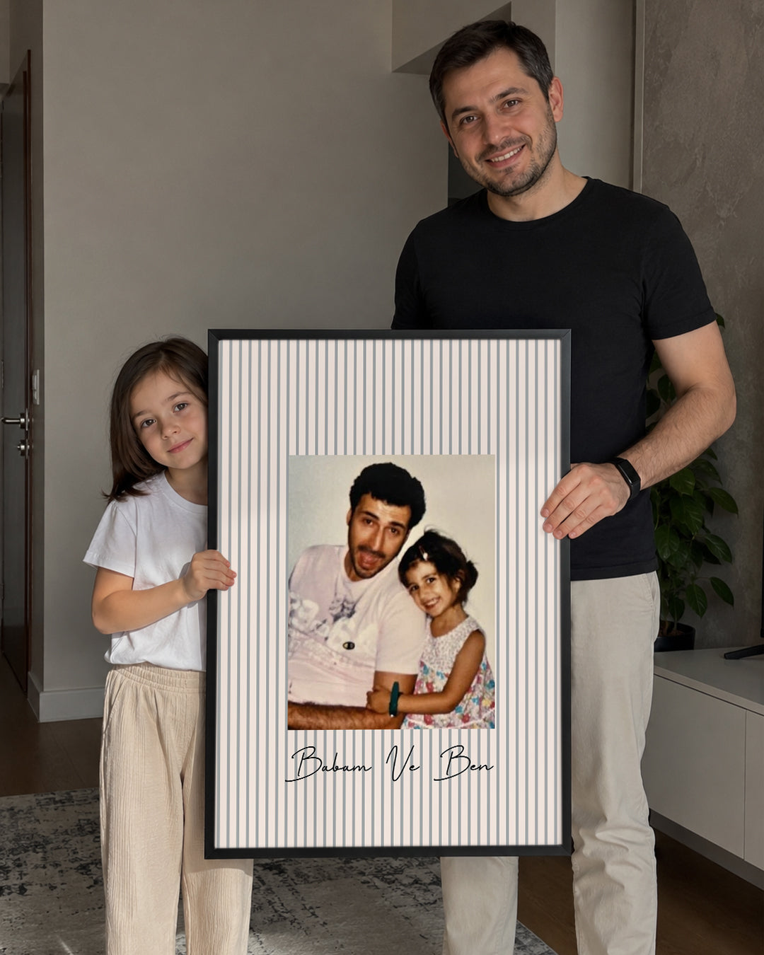 Babam ve Ben Minimalist Fotoğraflı Poster Tablosu