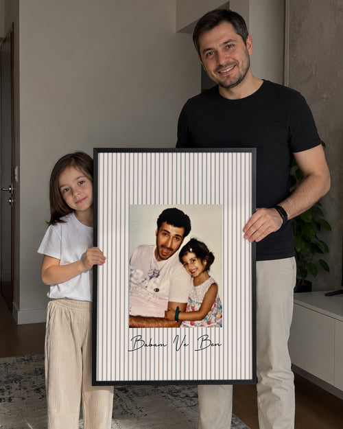 Babam ve Ben Minimalist Fotoğraflı Poster Tablosu