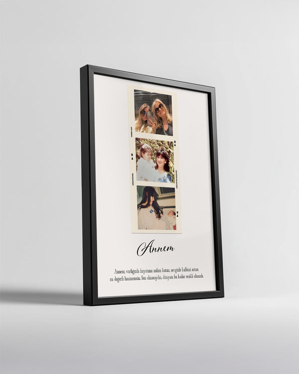3 Fotoğraflı Annem Anı Poster Tablosu Poster Tablosu