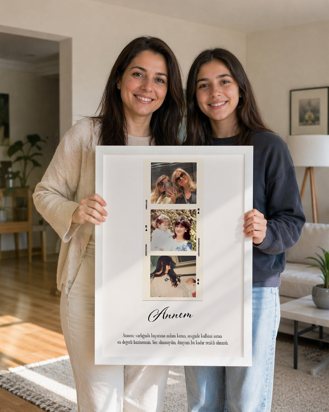3 Fotoğraflı Annem Anı Poster Tablosu Poster Tablosu