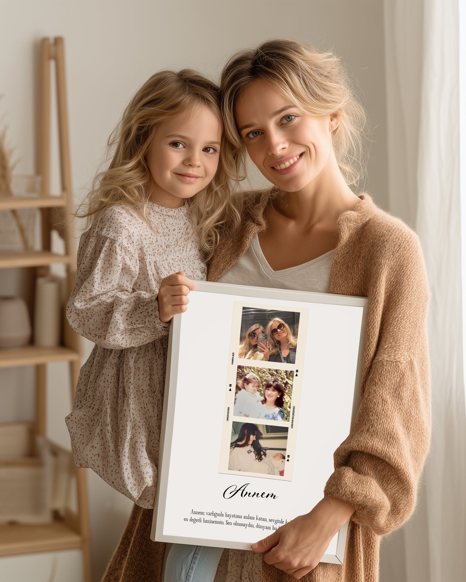 3 Fotoğraflı Annem Anı Poster Tablosu Poster Tablosu