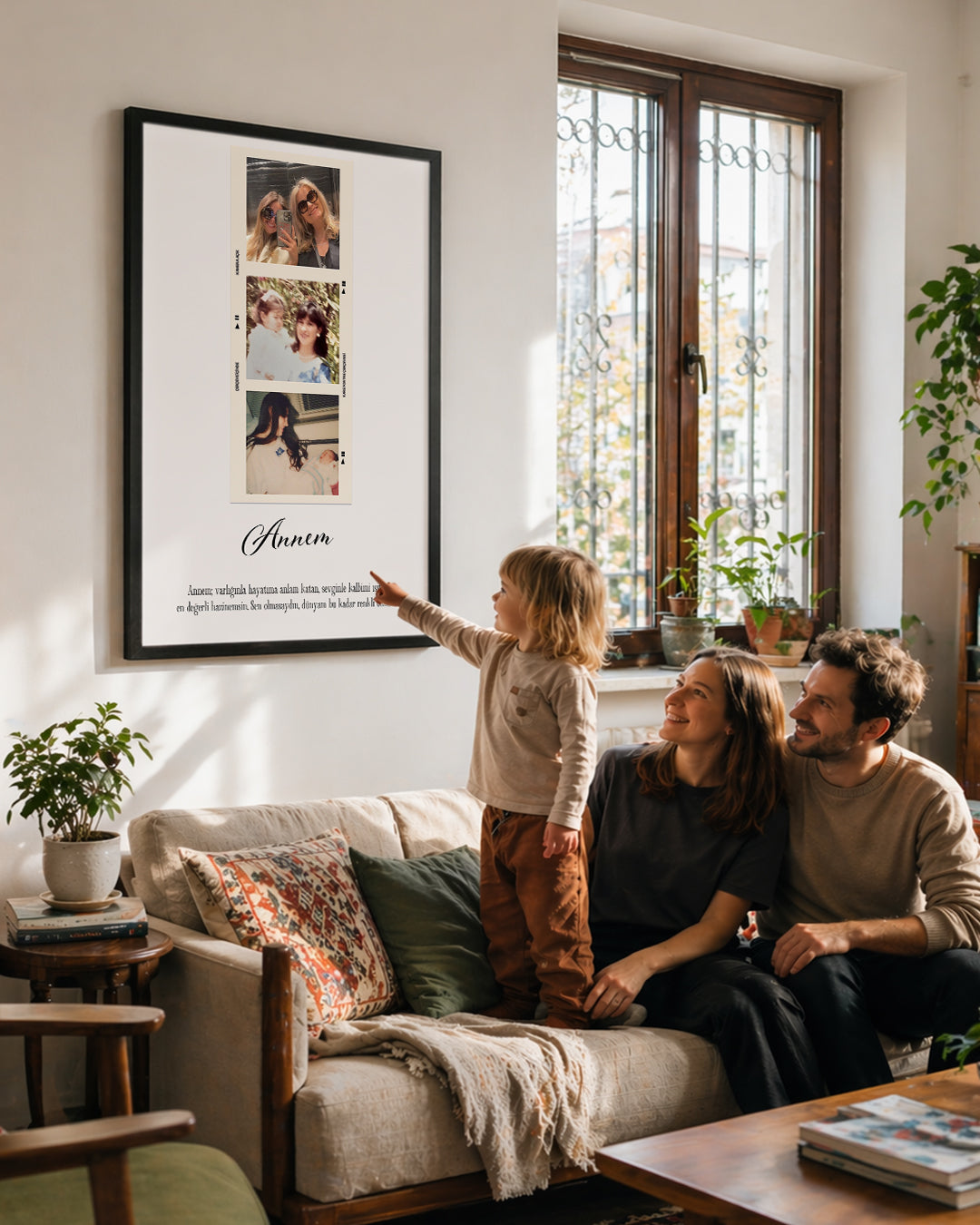 3 Fotoğraflı Annem Anı Poster Tablosu Poster Tablosu