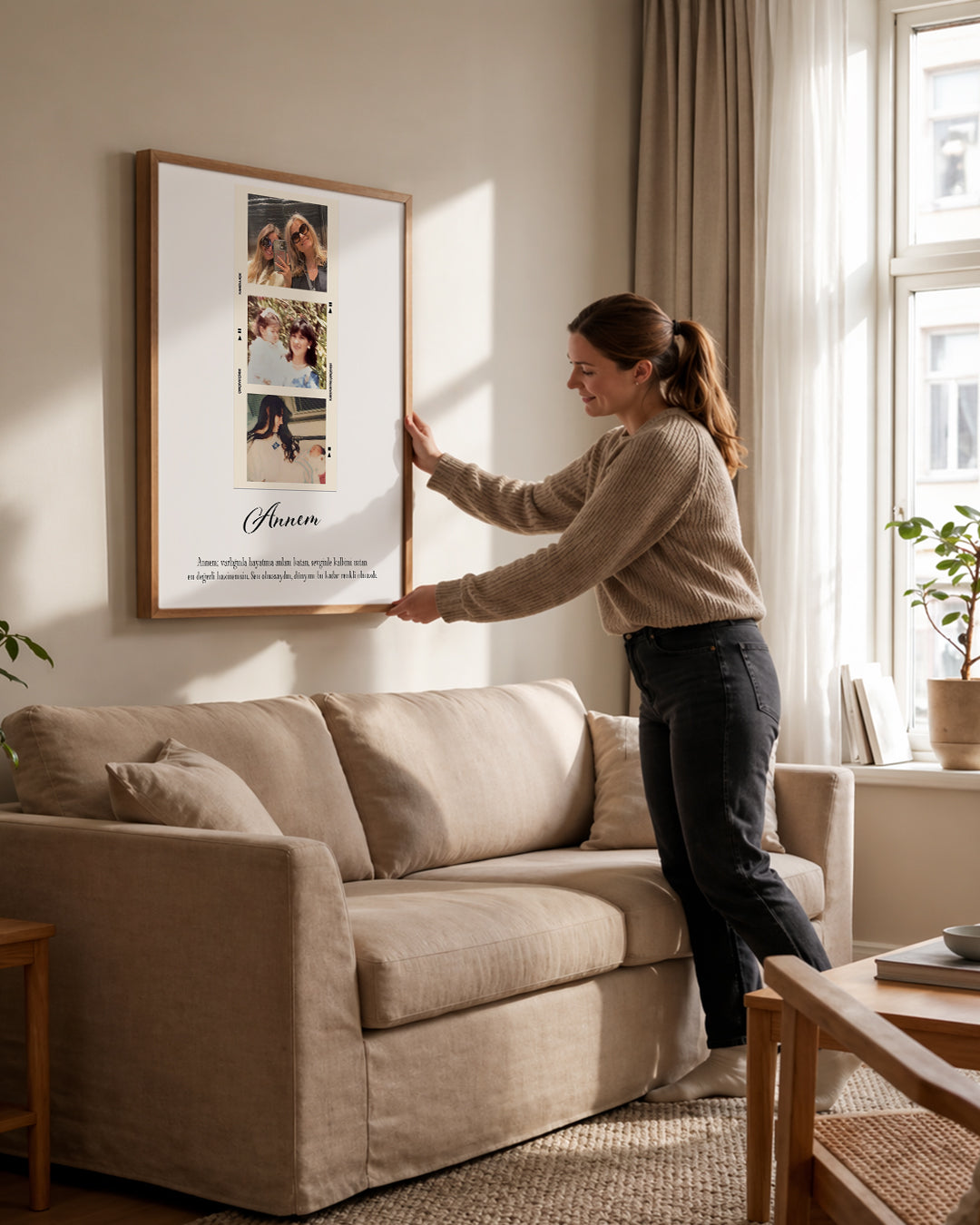 3 Fotoğraflı Annem Anı Poster Tablosu Poster Tablosu