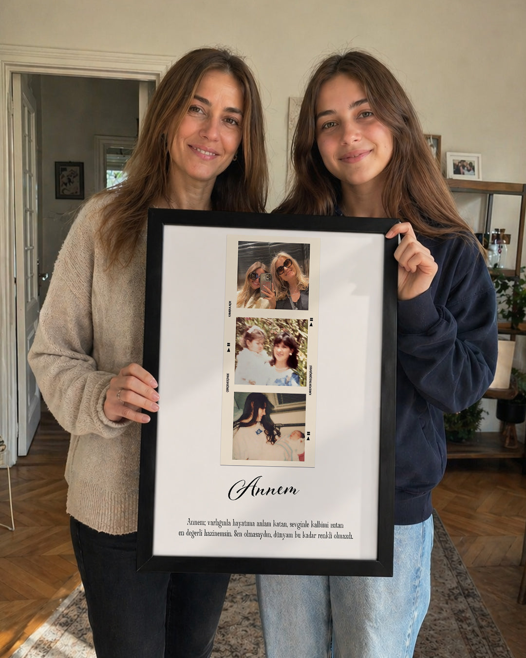 3 Fotoğraflı Annem Anı Poster Tablosu Poster Tablosu