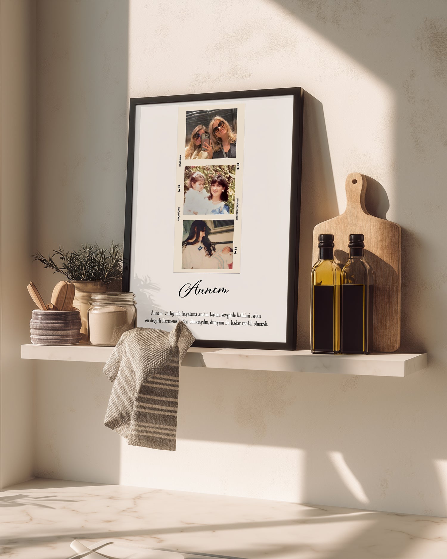 3 Fotoğraflı Annem Anı Poster Tablosu Poster Tablosu
