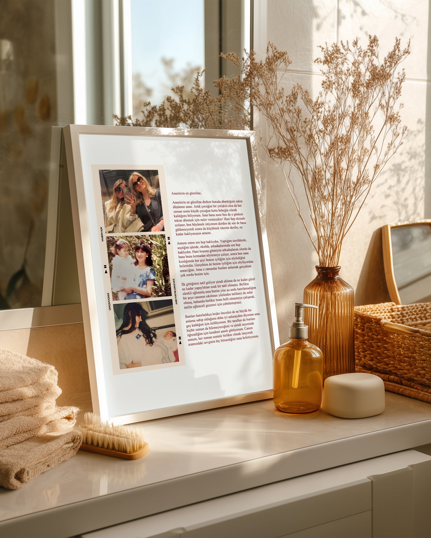 3 Fotoğraflı Anneye Mektup Poster Tablosu Poster Tablosu