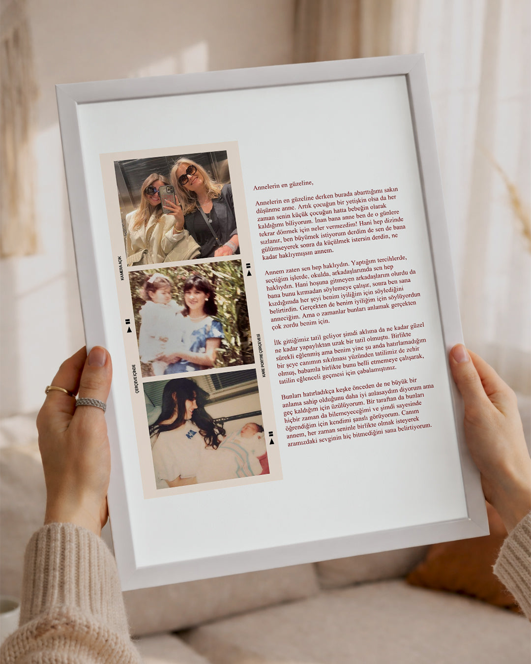 3 Fotoğraflı Anneye Mektup Poster Tablosu Poster Tablosu