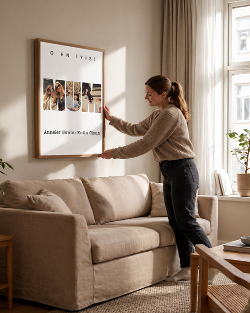 3 Fotoğraflı O En İyisi MUM Yazılı Poster Tablosu Poster Tablosu