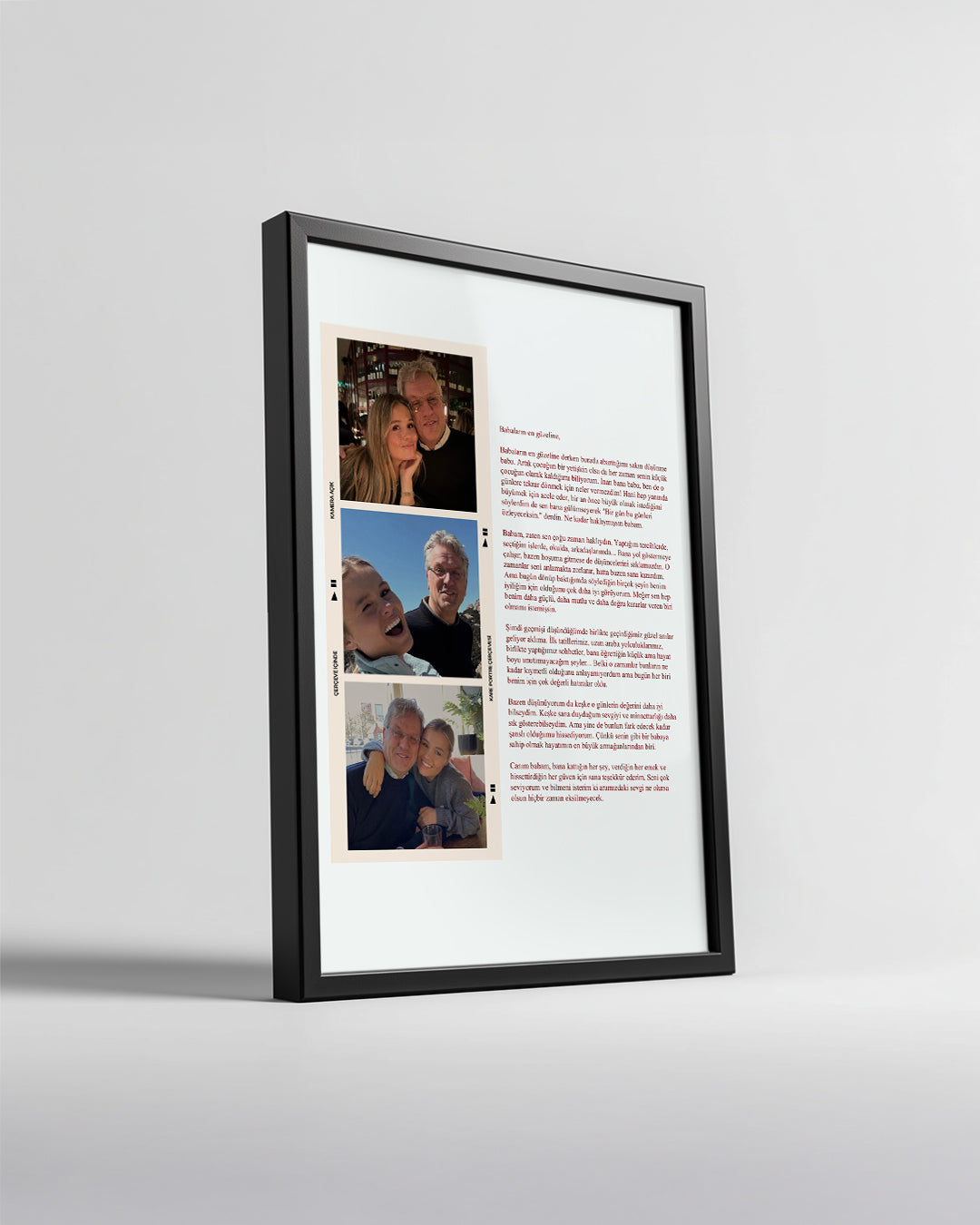 3 Fotoğraflı Babaya Mektup Poster Tablosu
