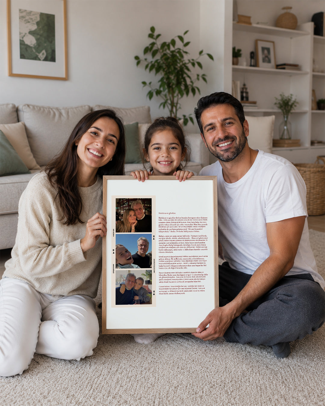 3 Fotoğraflı Babaya Mektup Poster Tablosu