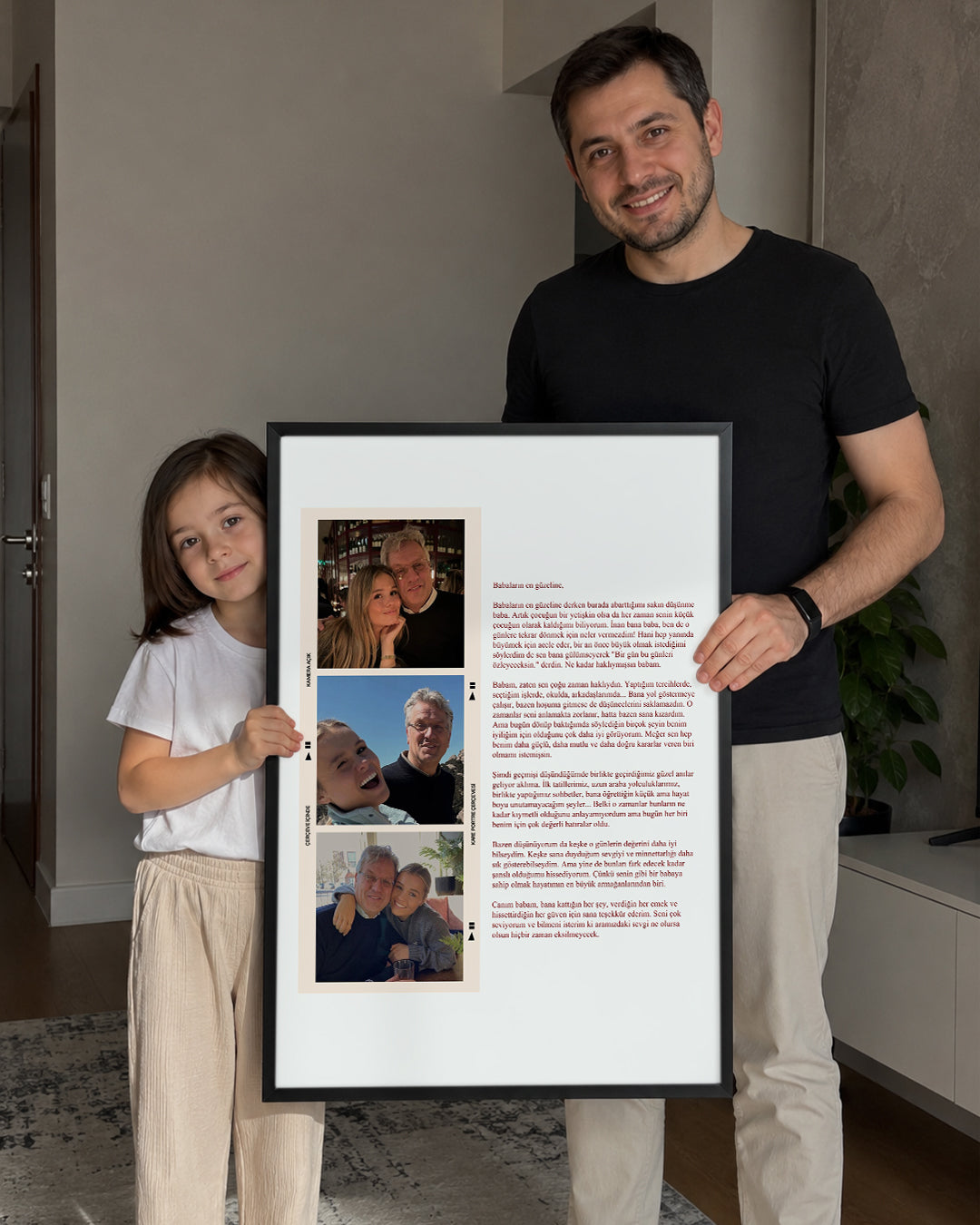 3 Fotoğraflı Babaya Mektup Poster Tablosu