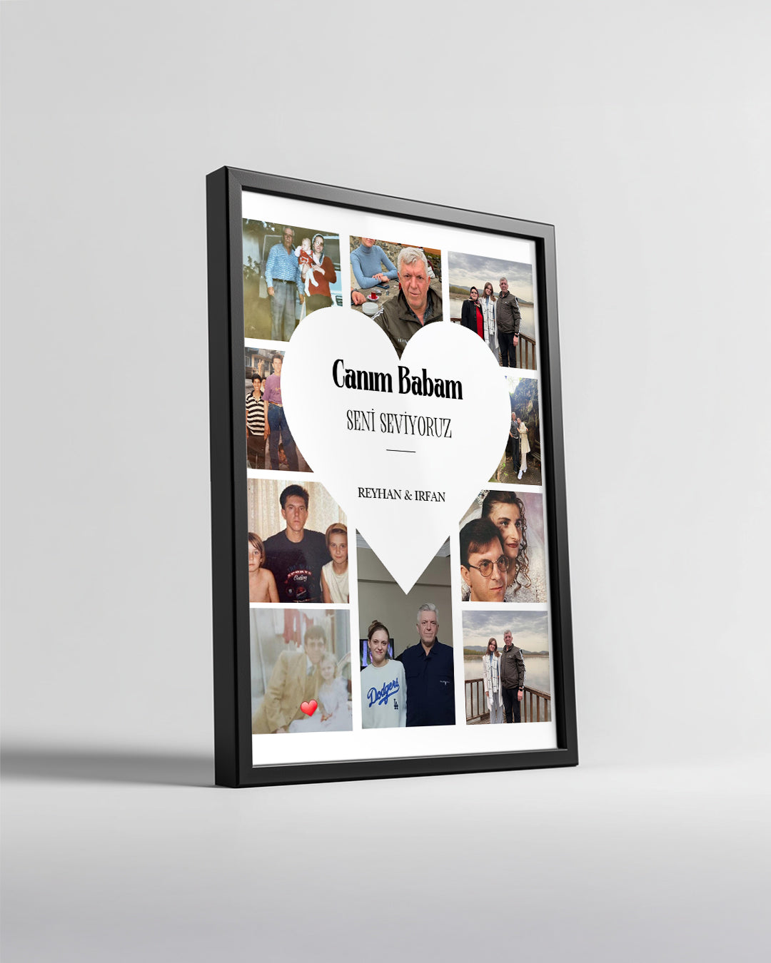 10 Fotoğraflı Canım Babam Kalp Kolaj Poster Tablosu