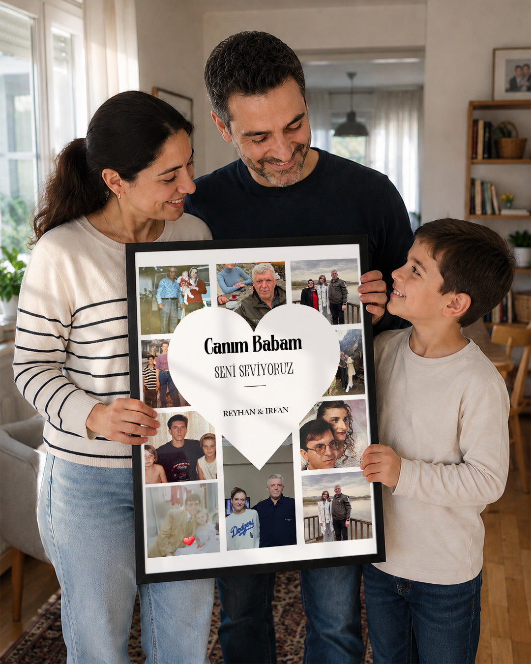 10 Fotoğraflı Canım Babam Kalp Kolaj Poster Tablosu