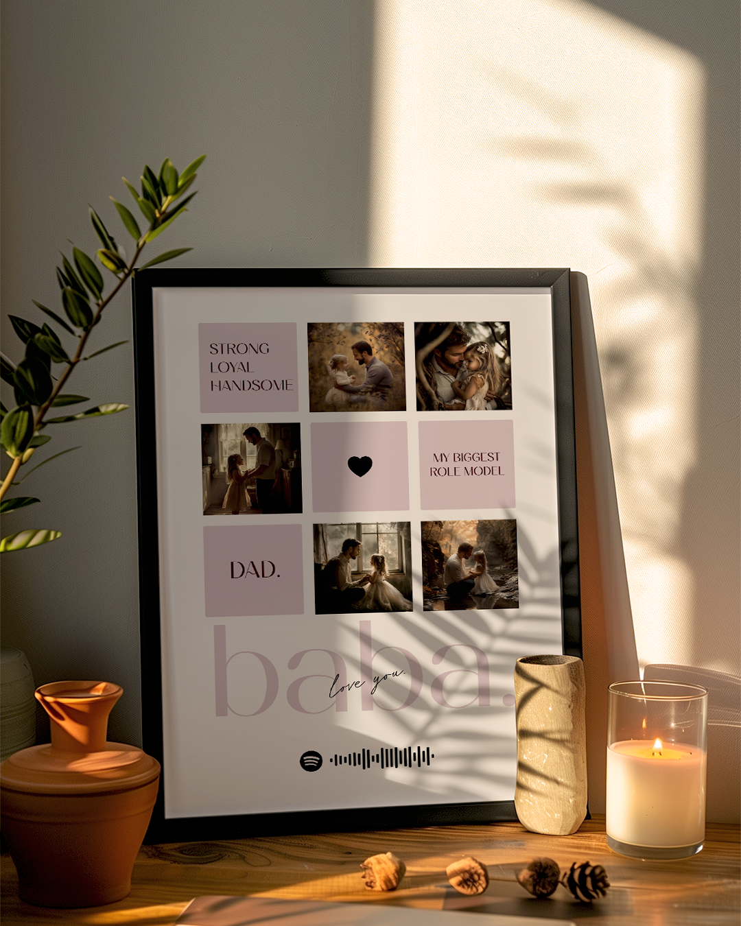 Babalara Özel 5 Fotoğraflı Kolaj Poster Tablo