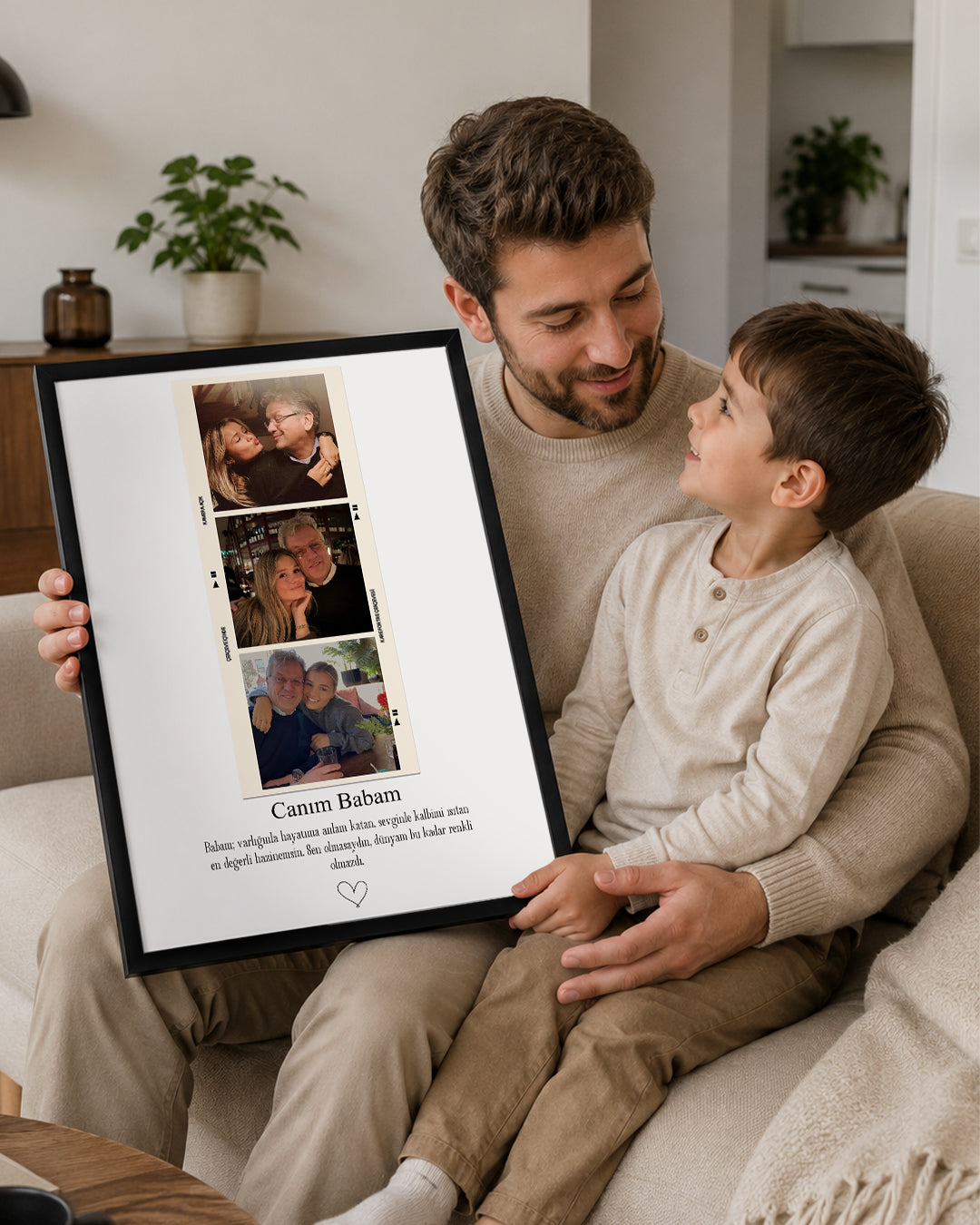 Babama Özel 3 Fotoğraflı Anı Poster Tablosu