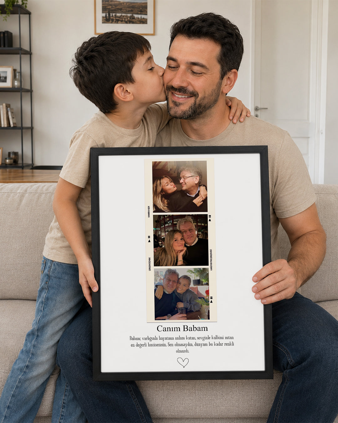 Babama Özel 3 Fotoğraflı Anı Poster Tablosu
