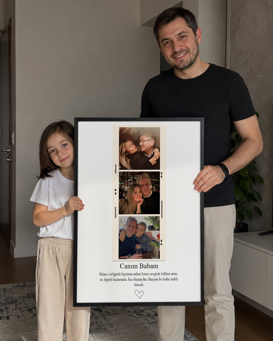 Babama Özel 3 Fotoğraflı Anı Poster Tablosu