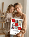 6 Fotoğraflı MUM Yazılı Kırmızı Kolaj Poster Tablosu Poster Tablosu