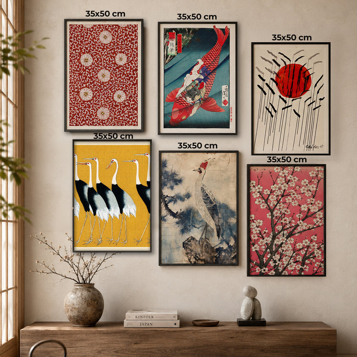 Japon Sanatı 6'lı Poster Tablo Seti ölçüleri