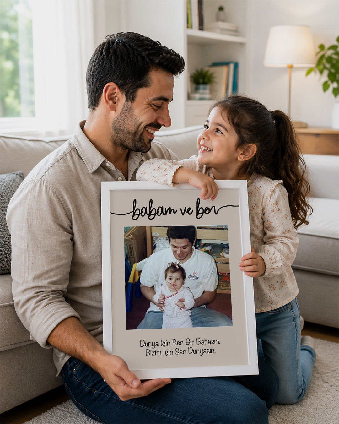 Babam ve Ben Sözlü Fotoğraflı Poster Tablosu
