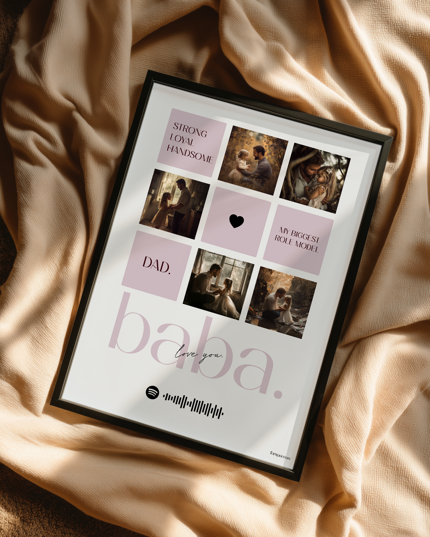 Babalara Özel 5 Fotoğraflı Kolaj Poster Tablo