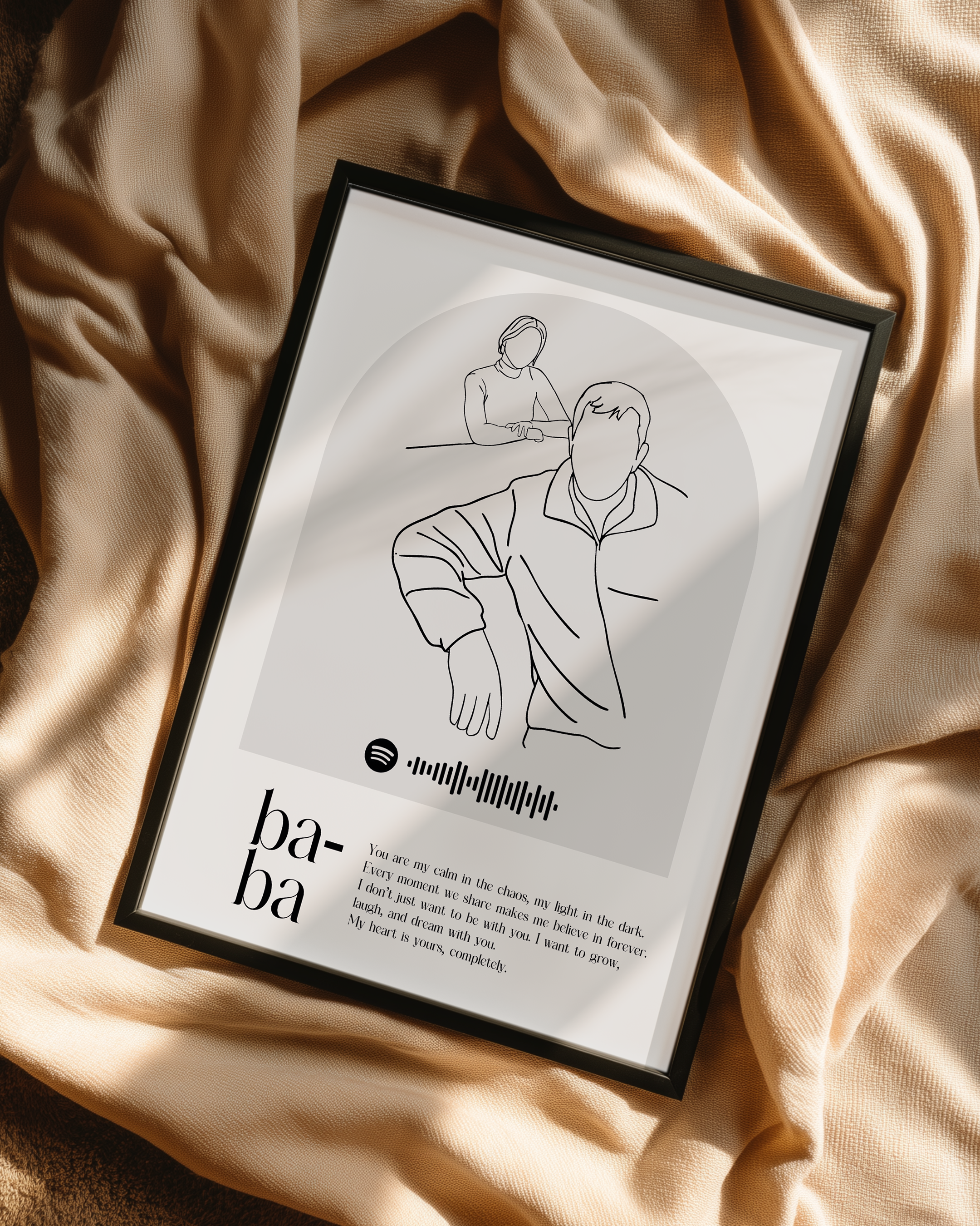 Babalara Özel Line Art Çizim Poster Tablosu