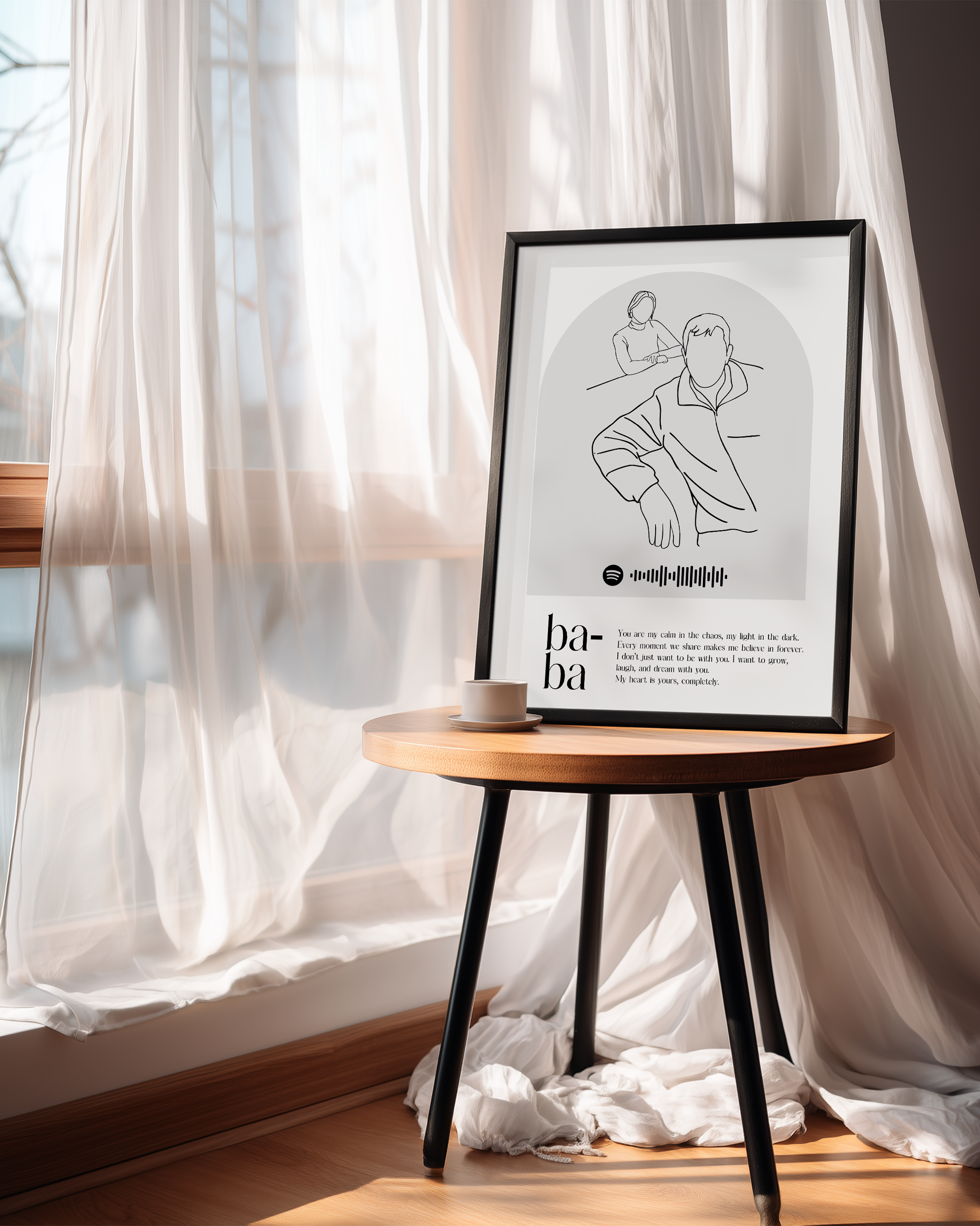 Babalara Özel Line Art Çizim Poster Tablosu