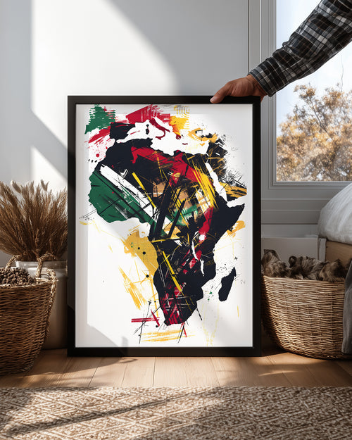 Afrika Haritası - Soyut Sanat Poster Tablosu