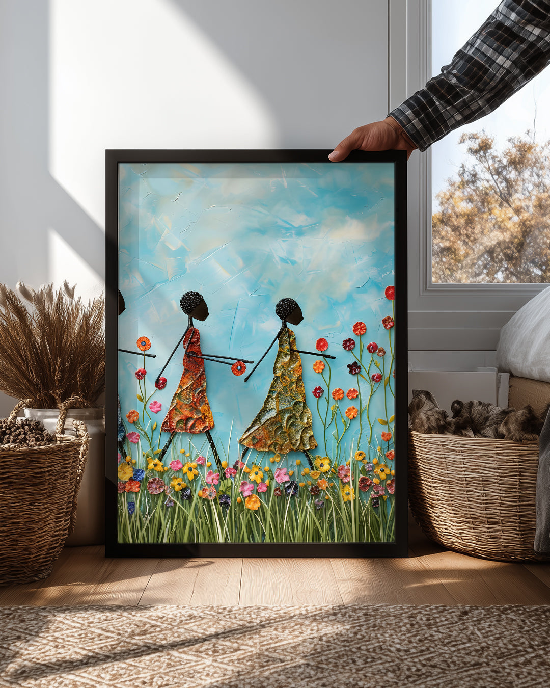 Afrikalı Kadınlar Ve Çiçekler - Etnik Poster Tablosu