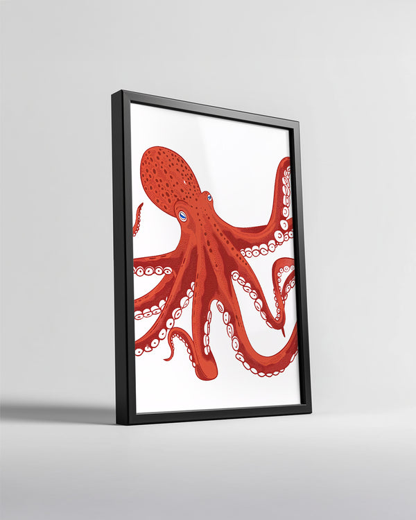 Ahtapot - Kırmızı Duygu Poster Tablosu
