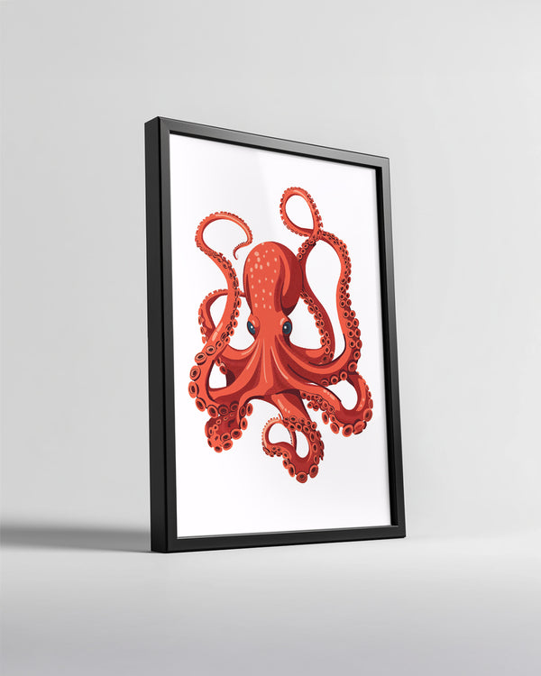 Ahtapot - Kırmızı Duygular Poster Tablosu