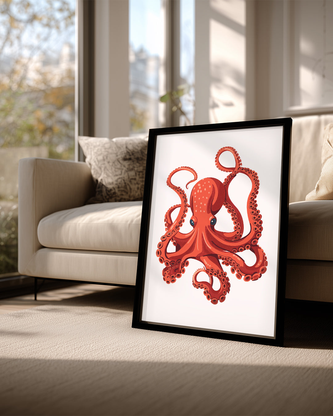 Ahtapot - Kırmızı Duygular Poster Tablosu