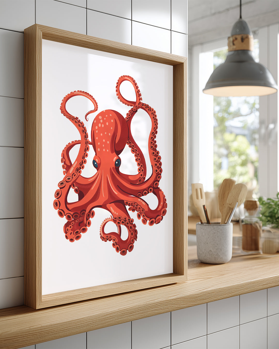 Ahtapot - Kırmızı Duygular Poster Tablosu