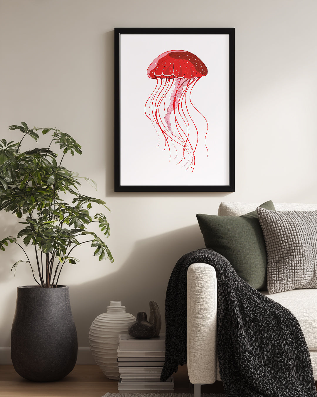Ahtapot - Kırmızı Jelatinli Poster Tablosu