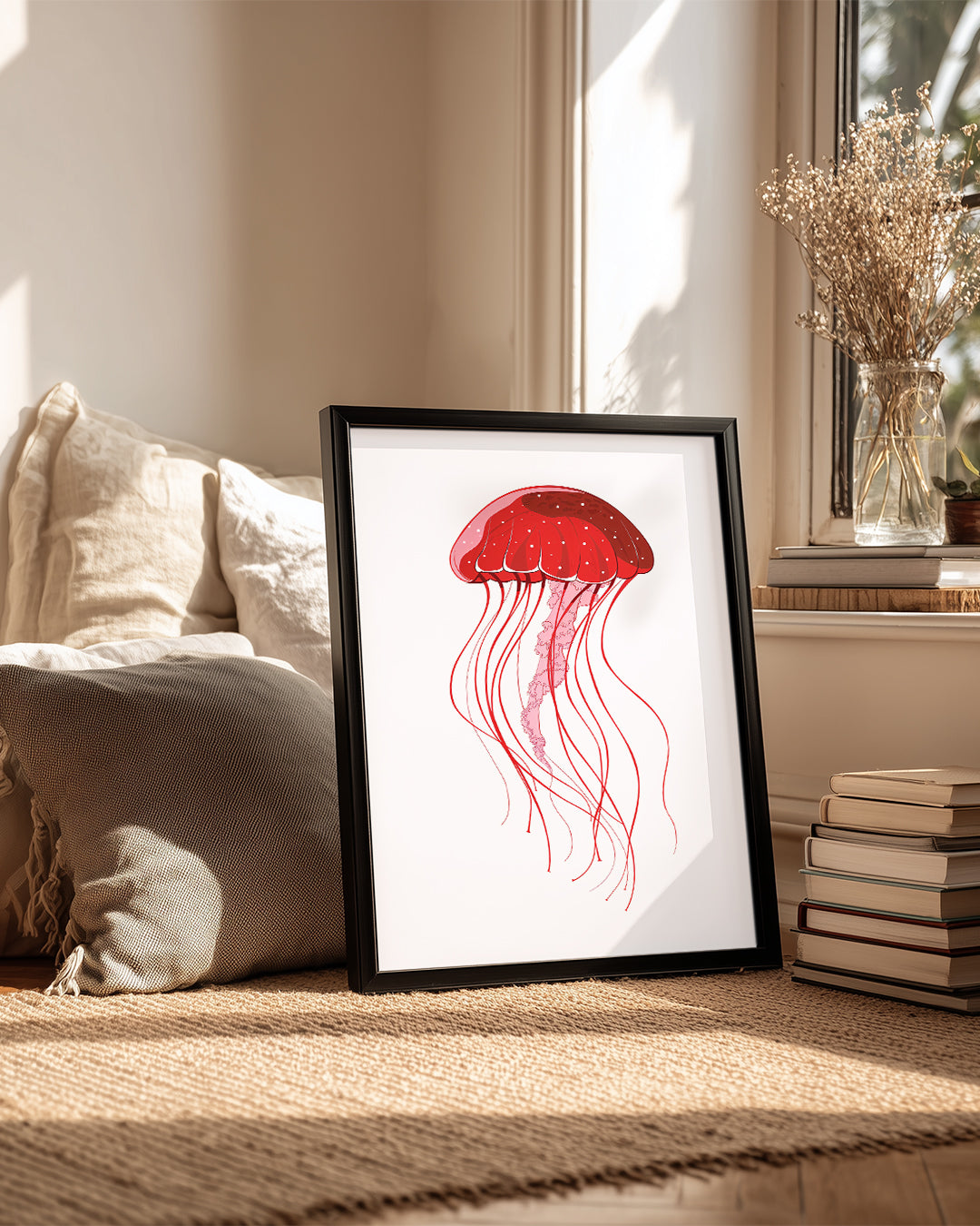 Ahtapot - Kırmızı Jelatinli Poster Tablosu